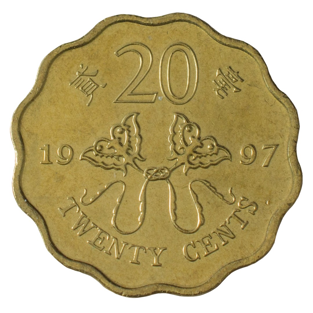 3 99 доллара. Гонконг 20 центов 1997. Монеты Гонконга. Азиатская монета желтого металла с лицом девушки. 10 Юаней монета Возвращение Гонг Конга под юрисдикцию Китая 1997 года.