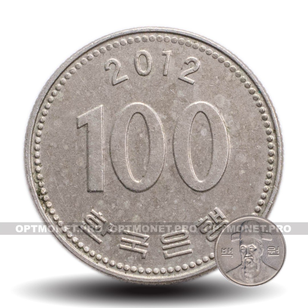 100 корейских вон. Цена 100 вон 2012.