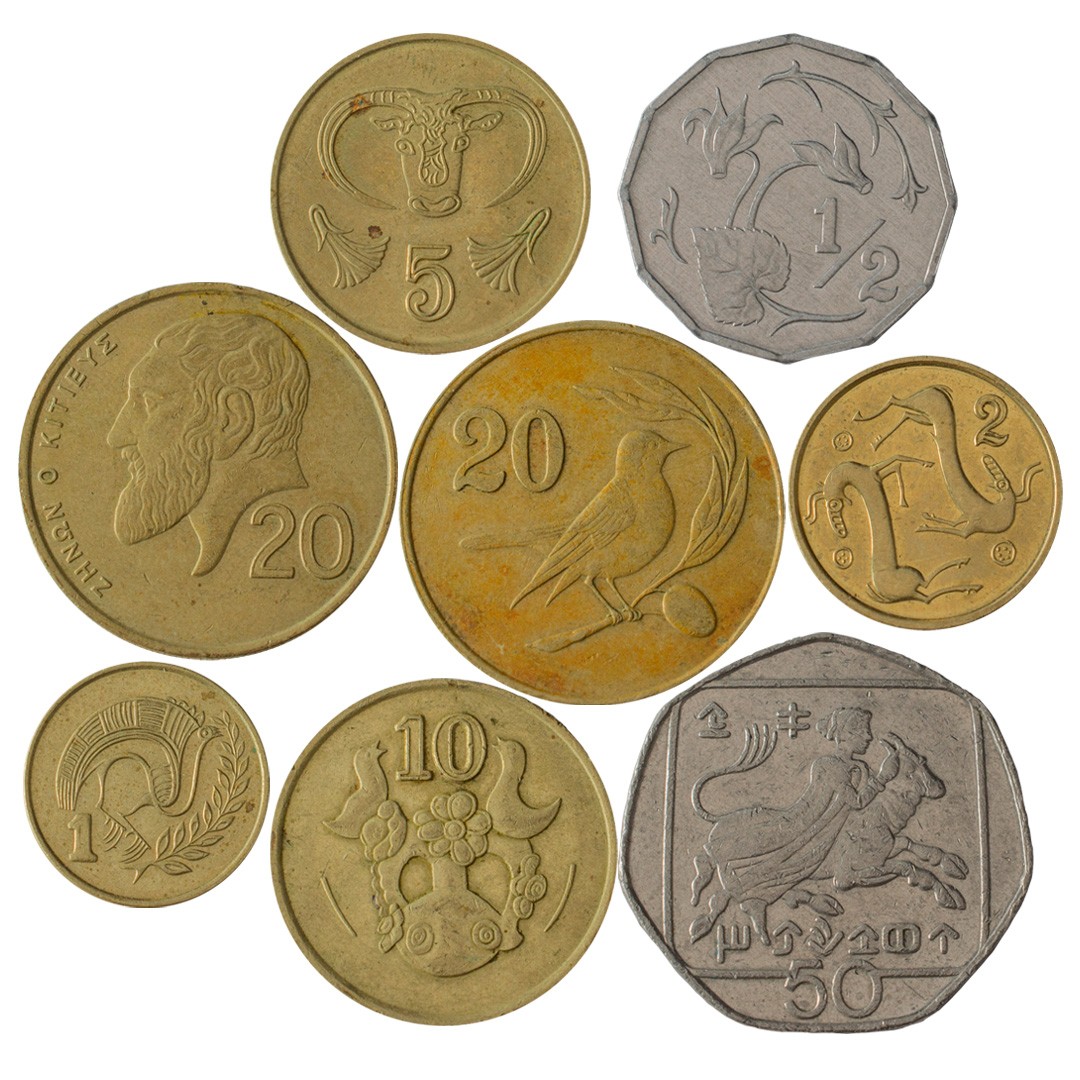 Монета Кипр 1983. Восьмерка монет. Английская монета 1983. 8 Монет. 8 монет в операции
