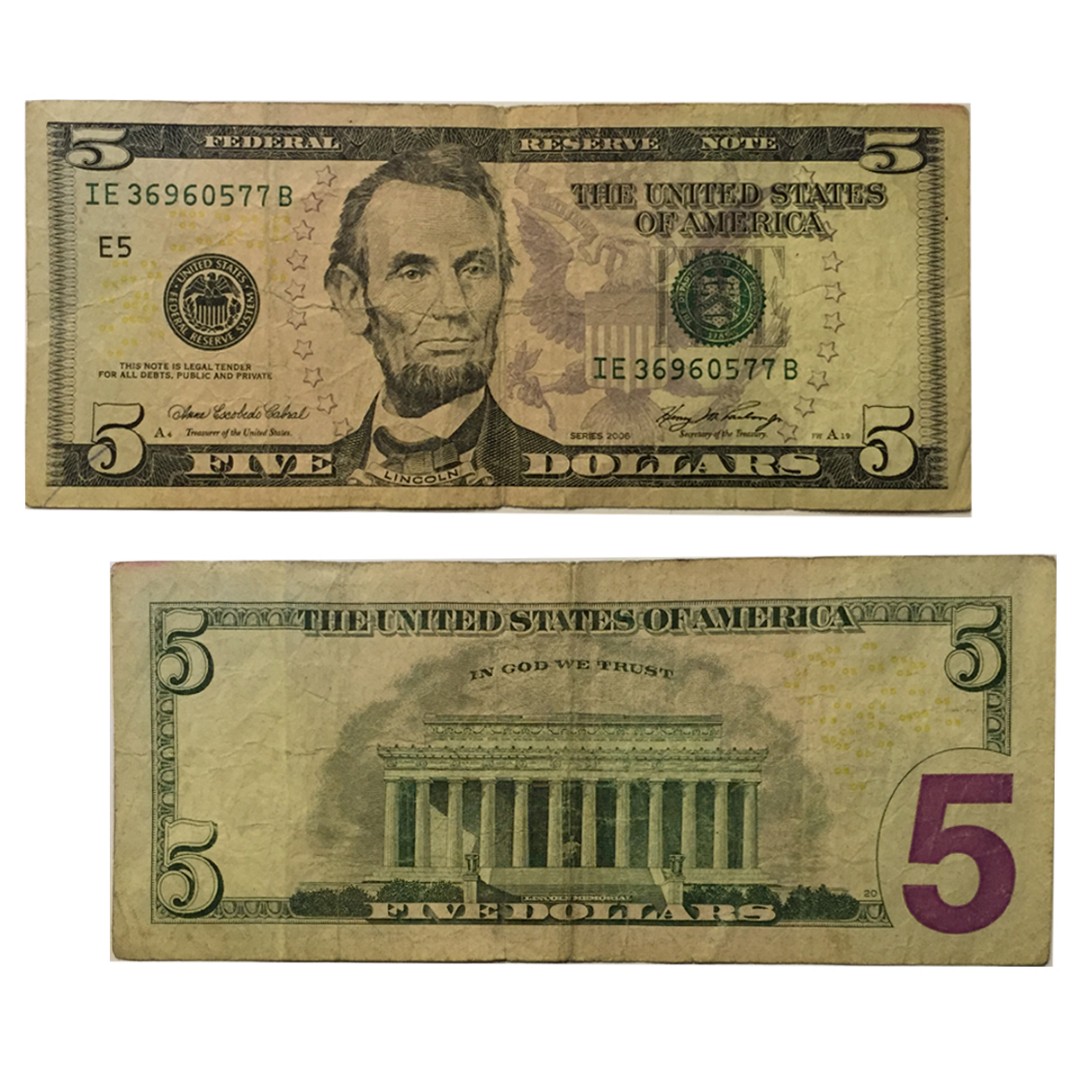 Доллары 2006 года. 5 Долларов. 100 Долларов 2006 года. 5 Долларов 2006 года.